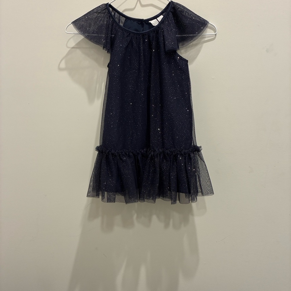 H&M Sparkle Tulle Cold-Shoulder Dress in Navy 2T (2-3Y) girl - Picture 2 of 6